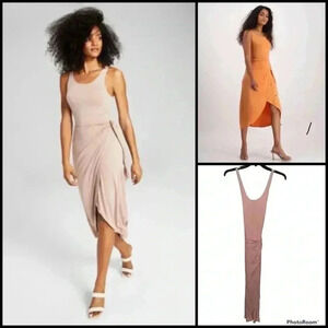 And Now This Pink Side Tie Knit Sleeveless Midi Dress Size